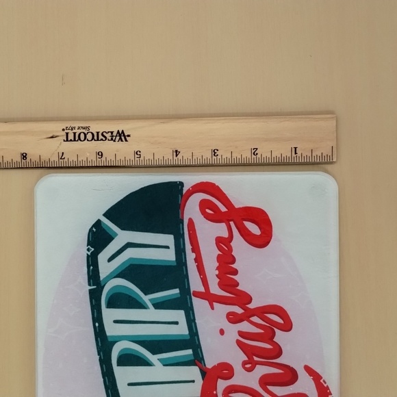 Merry Christmas glass trivet cutting board green red and white 10.5" x 7… - Picture 8 of 8